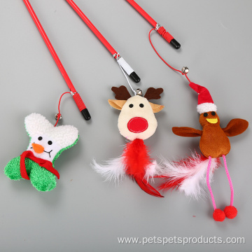 Christmas Style Snowman Cat Stick Playing Cat Toy